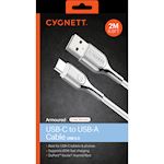 Cygnett Armoured Braided USB-C - USB-A Cable 2 meter White