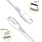 Accezz MFI Certified USB-C - Lightning Cable - 0,2 meter - White